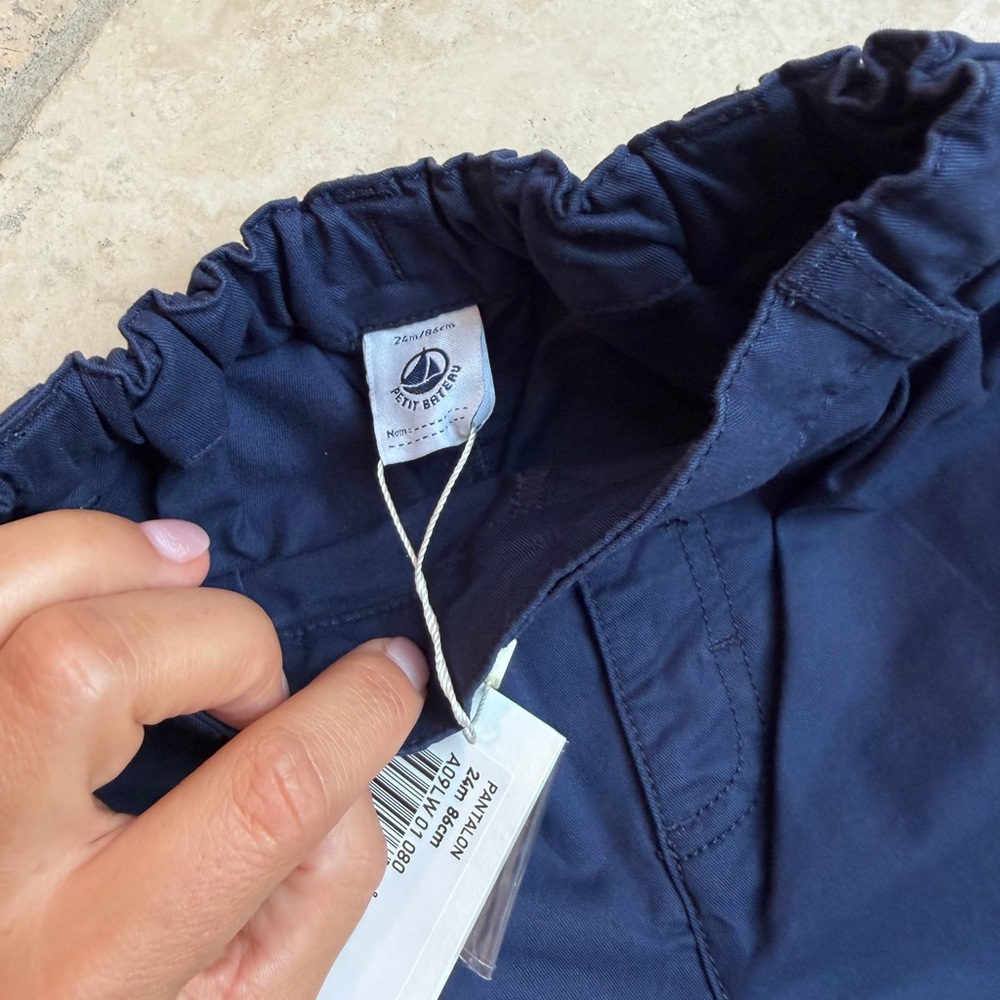 Petit Bateau Classic Navy Boys Twill Bottoms NWT - Picture 3 of 5